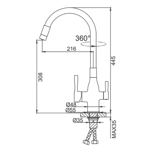 FRAP F4396-6 кухонный смеситель, чёрный (F4396-6)