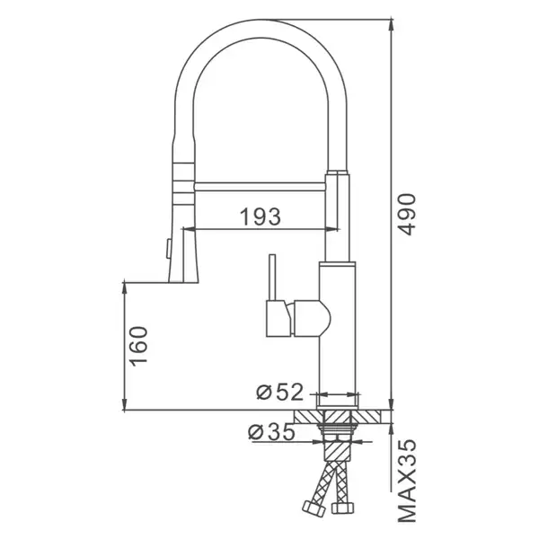 FRAP F4452-8 смеситель кухонный, чёрный (F4452-8)