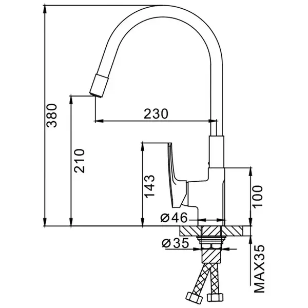 FRAP F4453 Смеситель кухонный, чёрный (F4453-04)