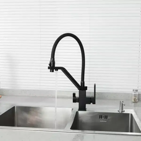 GAPPO G4317-6 кухонный смеситель 2 воды, чёрный