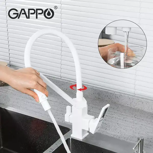 GAPPO G4317-8 смеситель кухонный, белый (G4317-8)