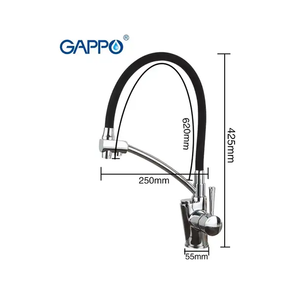 GAPPO G4398-11 смеситель кухонный, чёрный (G4398-11)