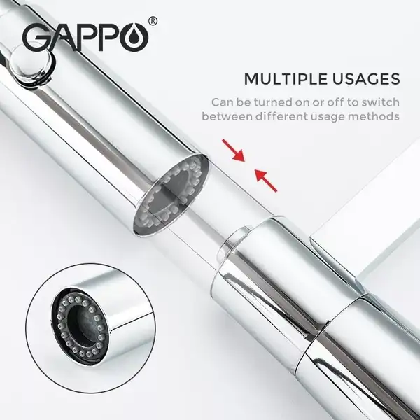 GAPPO G4398-15 смеситель кухонный, черный (G4398-15)