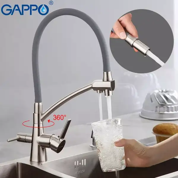 GAPPO G4398 смеситель кухонный, серый (G4398)