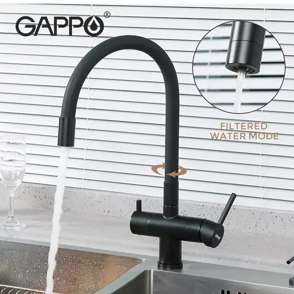 GAPPO G4398-36 смеситель кухонный, чёрный (G4398-36)