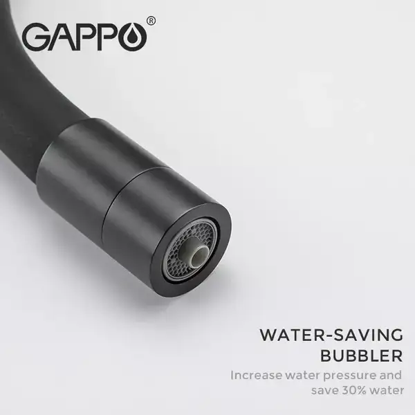 GAPPO G4398-36 смеситель кухонный, чёрный (G4398-36)