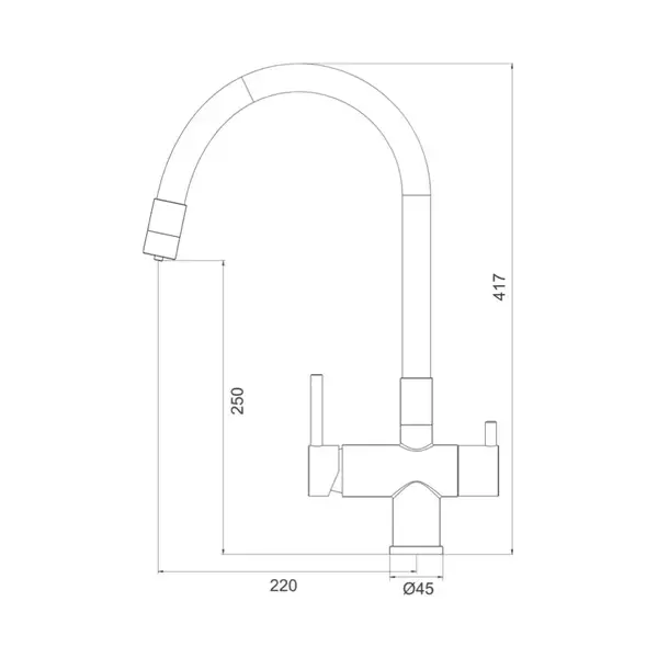 GAPPO G4398-36 смеситель кухонный, чёрный (G4398-36)