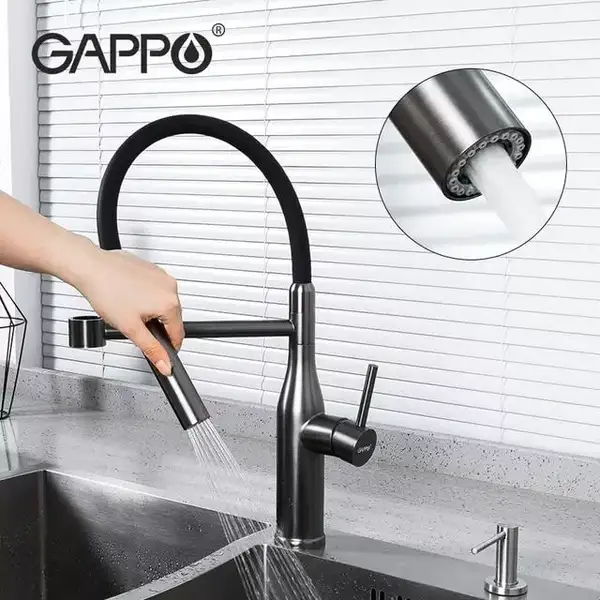 GAPPO G4398-51 кухонный смеситель, черный (G4398-51)