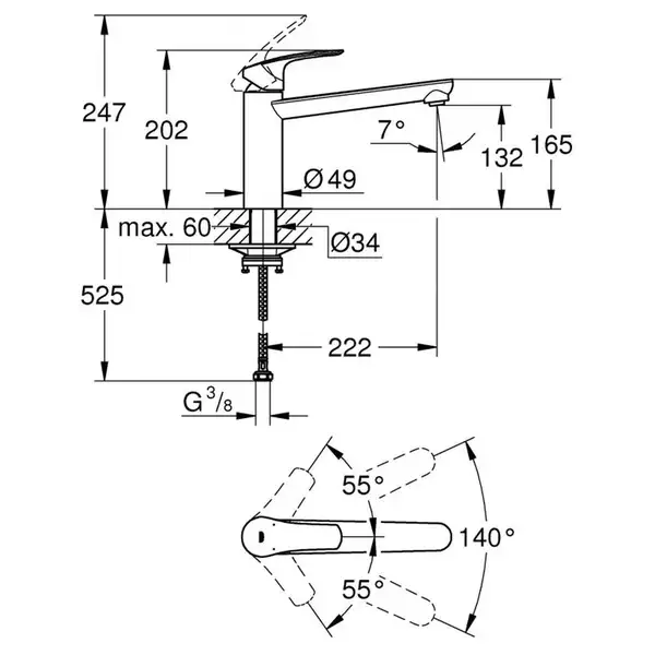 Grohe Eurosmart New смеситель кухонный, чёрный (304632430)