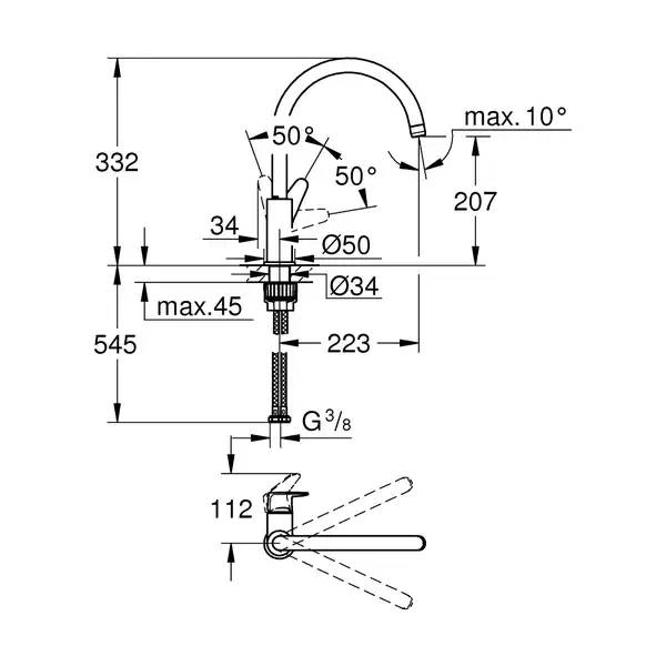 Grohe Start Curve смеситель кухонный, хром (31554001)