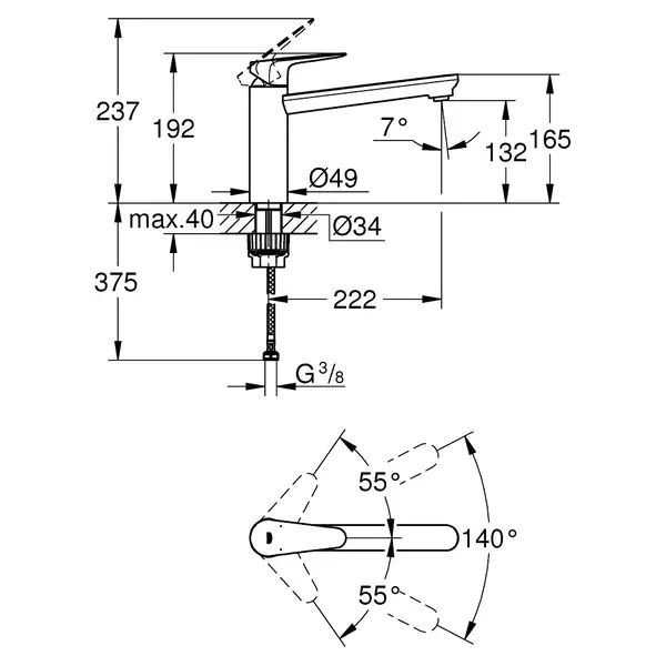 Grohe Start Curve кухонный смеситель, хром (31717000)