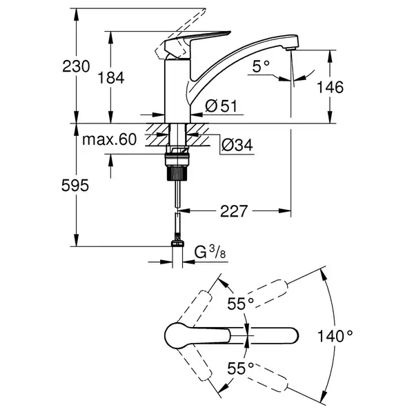 Grohe Start смеситель, матовый черный (324412432)