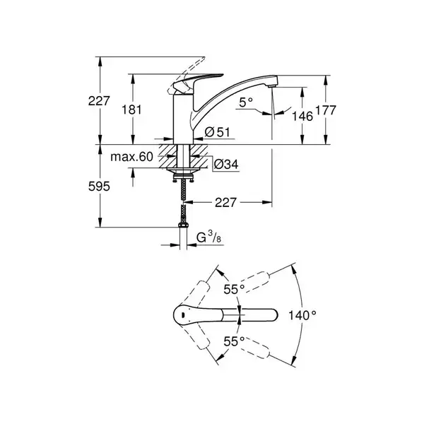 Grohe Eurosmart кухонный смеситель, чёрный (332812433)