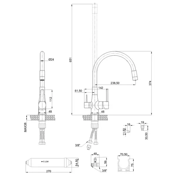 Invena Glamour змішувач кухонний, бежевий (BZ-02-F03)