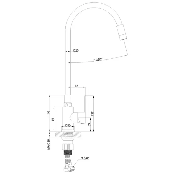 Invena Ksanti Змішувач кухонний, inox (BZ-37-i02)