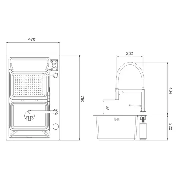 GAPPO PROFI кухонна мийка, графітова (GS7547-19)