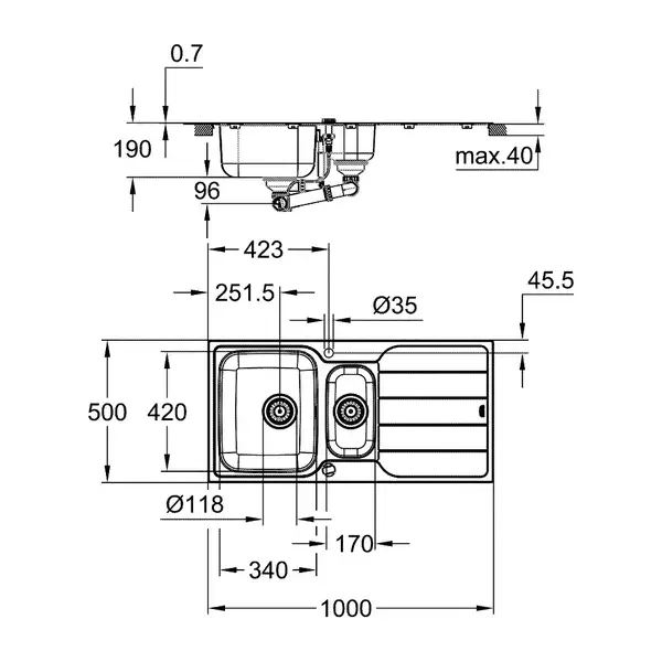 Grohe K-series кухонная мойка, нержавеющая (31572sd1)