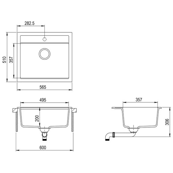 Helika Quadro SQQ 100 мийка, бежева (SQQ100-113)