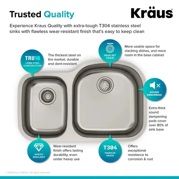 Kraus Premier Кухонная мойка, нержавеющая сталь (KBU25)