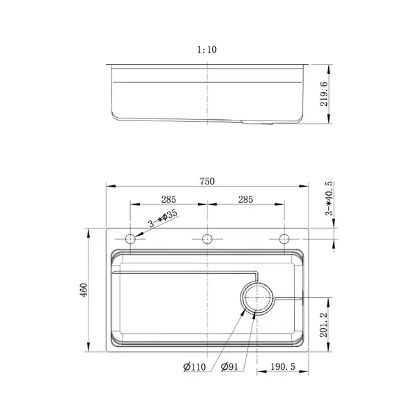 MIXXUS MS7546 Мойка кухонная, графит (MI8390)