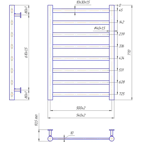 Mario INOX Модена рушникосушка, Золото (1.7.044595.BLG)