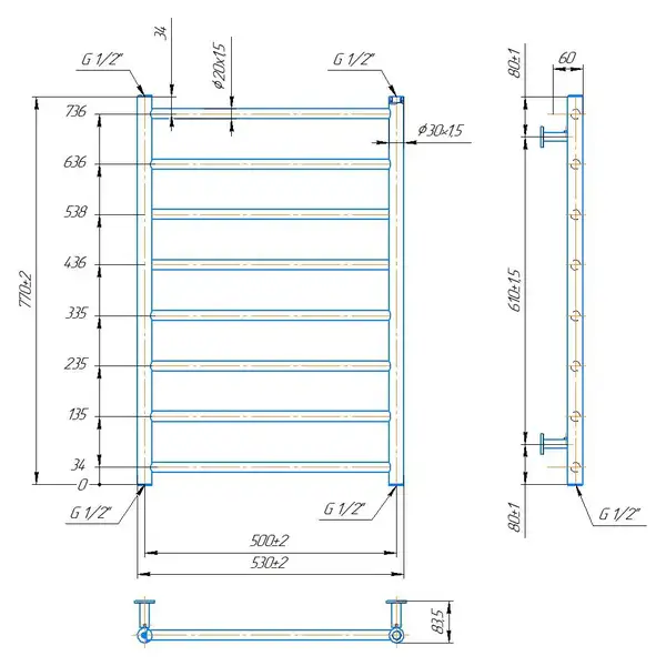 Mario INOX Флет рушникосушка, бронза (1.8.044565.B)