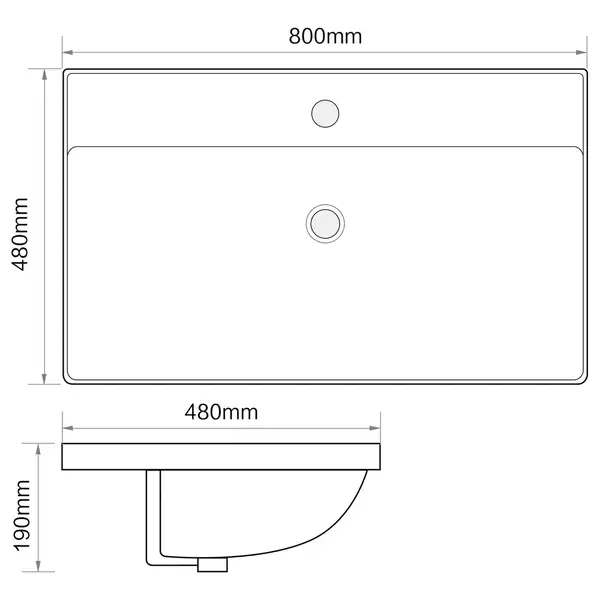 MIXXUS PREMIUM Style-1503 Умивальник врізний 80х48 см, білий (MP6500)
