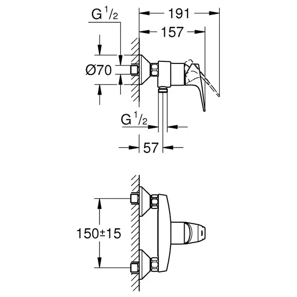 Grohe Start Flow смеситель для душа, хром (23771000)