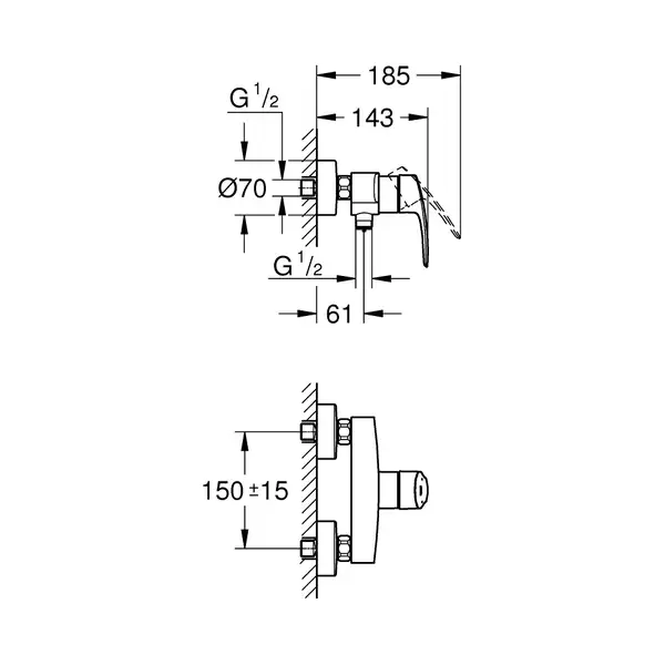 Grohe Eurosmart змішувач для душу, чорний (335552433)
