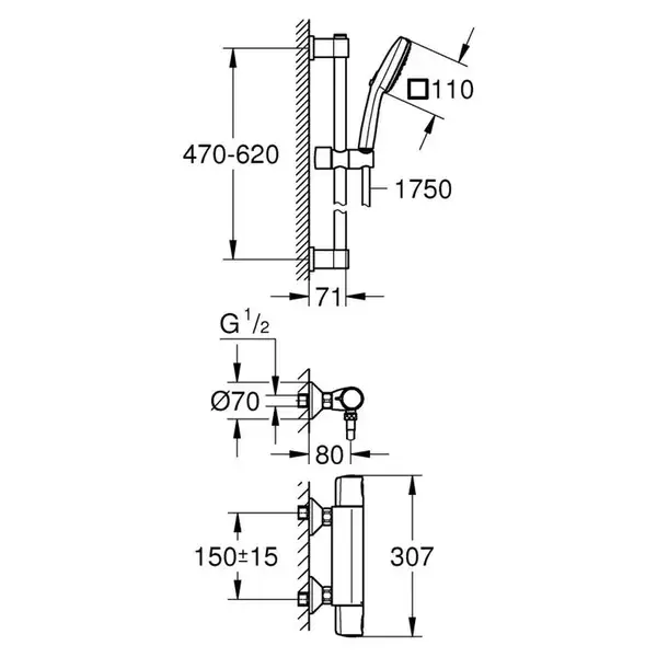 Grohe Precision Trend термостат для душа, хром (34237003)