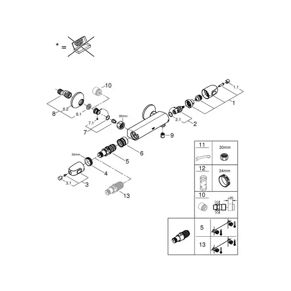 Grohe Grohtherm 1000 термостат для душу, хром (34550000)