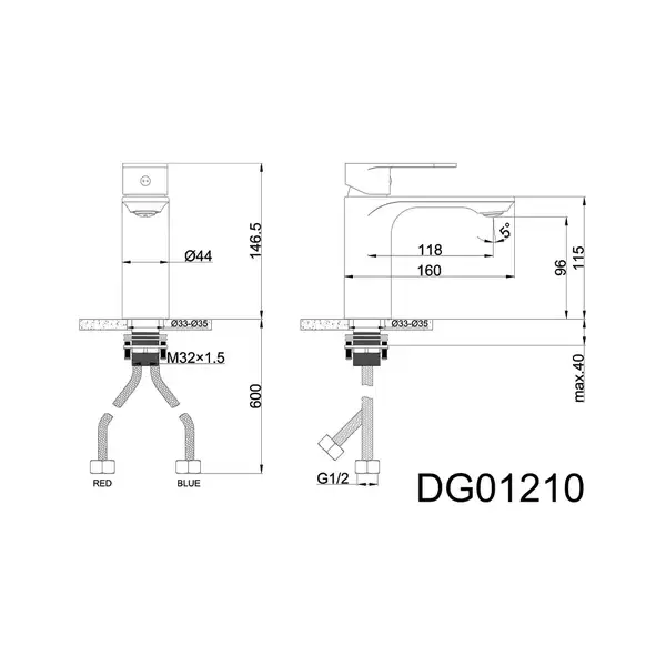 AIM DG01210 Змішувач раковини, сірий (DG01210) (DG01210 gun grey)