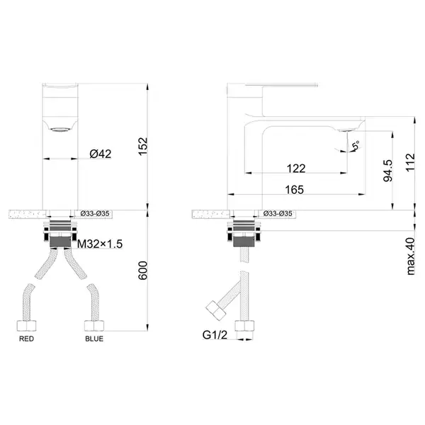 AIM Змішувач для раковини, сірий (DG01810-7) (DG01810-7 gun grey)