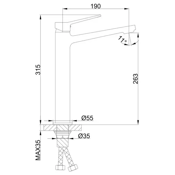 FRAP F1061-2 смеситель раковины, хром (F1061-2)