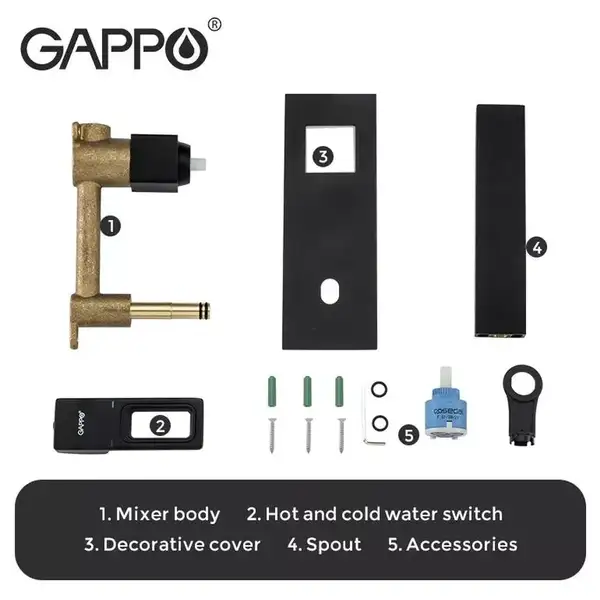 GAPPO G1017-16 Смеситель раковины, чёрный (G1017-16)