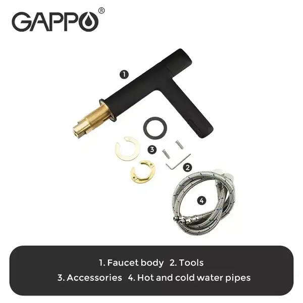 GAPPO G1052-86 смеситель для раковины, чёрный