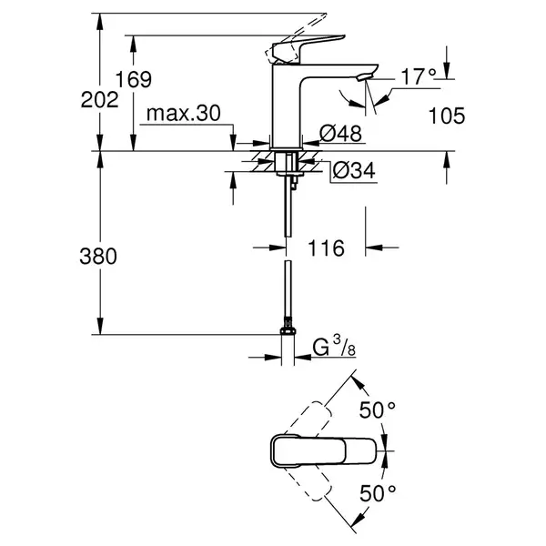 Grohe Cubeo смеситель для раковины, чёрный (1017552430)