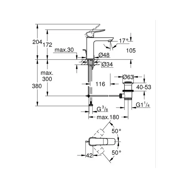 Grohe Dice смеситель для раковины, чёрный (1018322430)