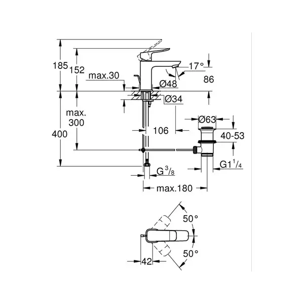 Grohe Dice змішувач раковини, чорний (1018562430)