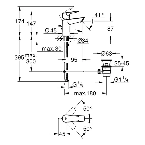 Grohe BauEdge New смеситель раковины, хром (23894001)