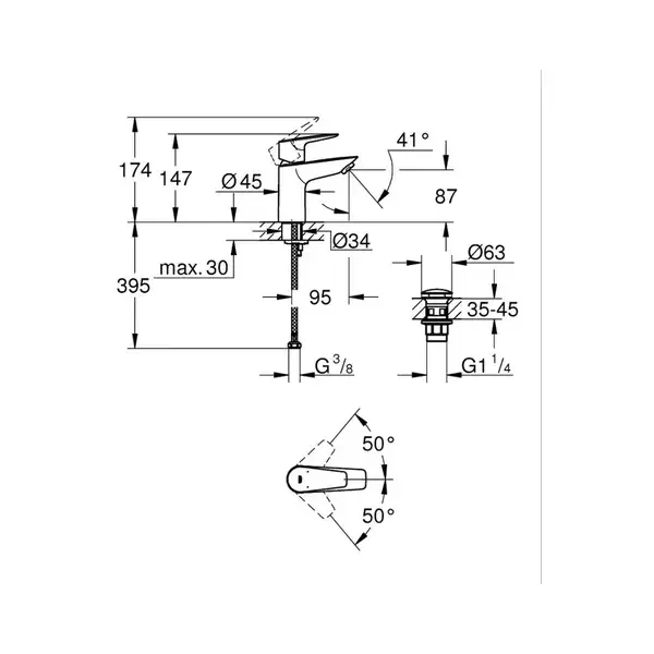 Grohe BauEdge New смеситель раковины, хром (23896001)