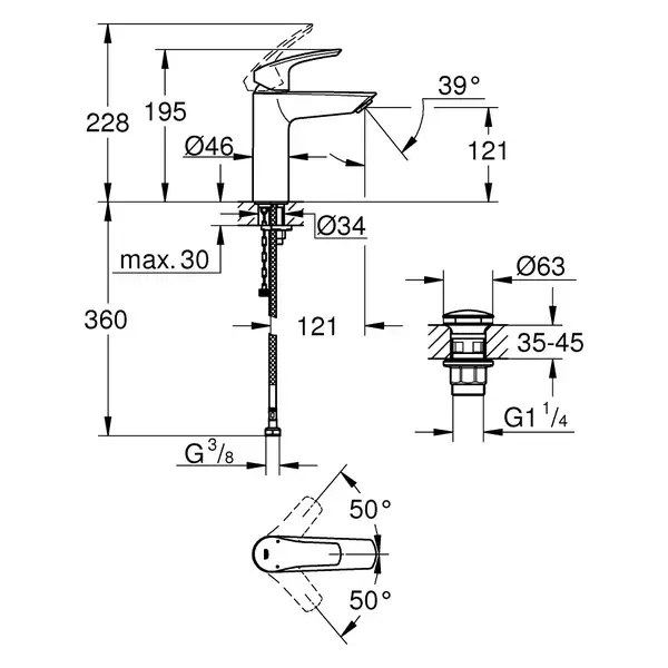 Grohe Eurosmart New смеситель для раковины, хром (23989003)