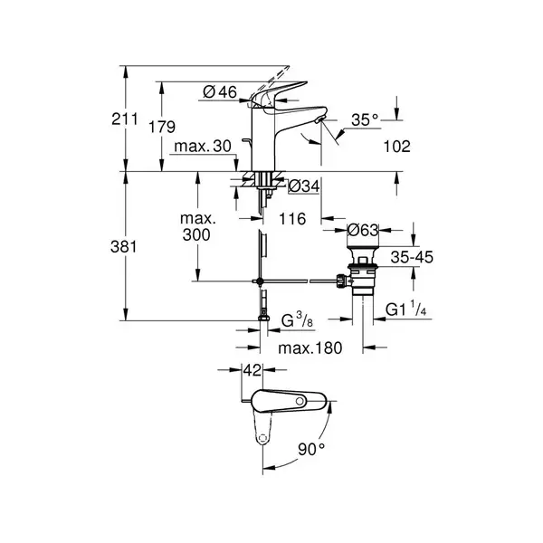 Grohe Swift смеситель для раковины, хром (24328001)