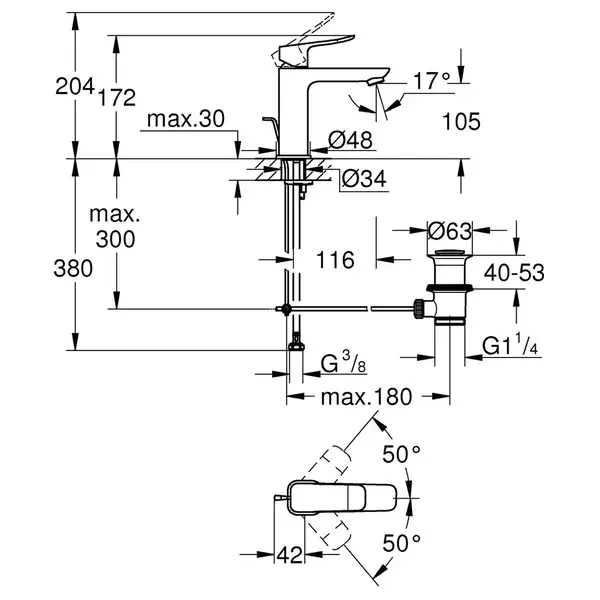 Grohe QuickFix Dice смеситель, хром (CV036182)
