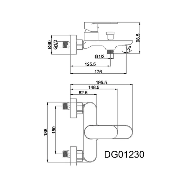 AIM DG01230 Змішувач ванни, хром (DG01230) (DG01230 chrome)