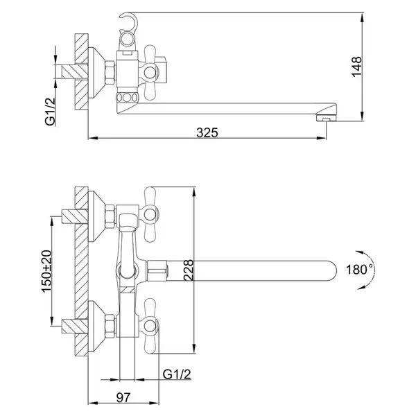 FRAP F2225 змішувач для ванни, хром (F2225)