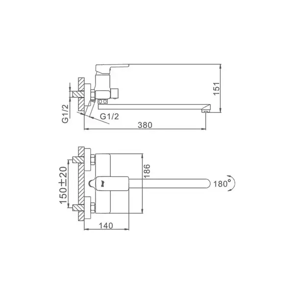 FRAP F2260 змішувач для ванни, хром (F2260)