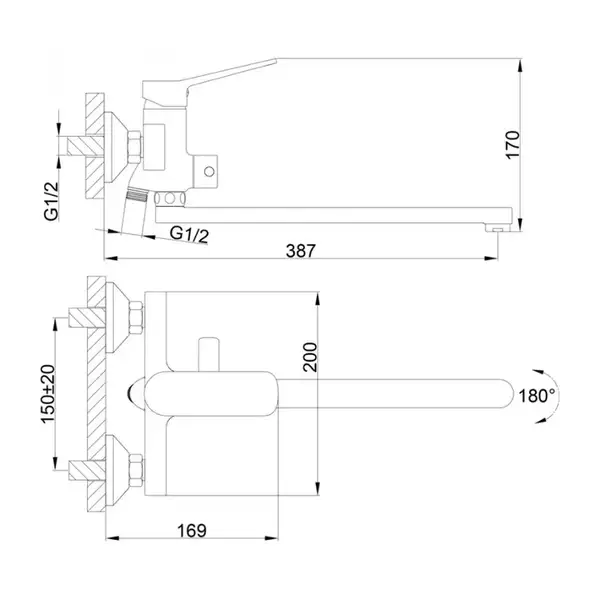 FRAP F2261 Змішувач для ванни, хром (F2261)