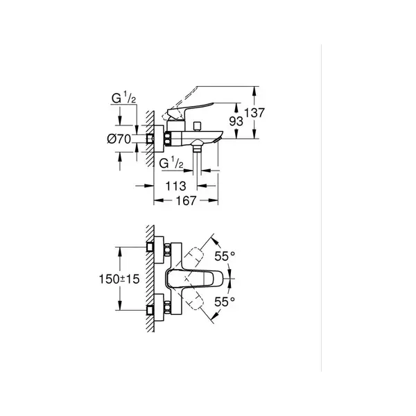 Grohe Dice смеситель для ванны, черный матовый (1018722430)
