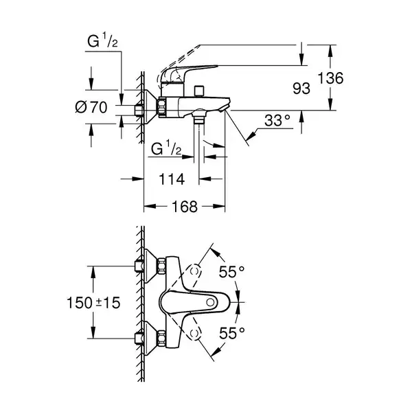 Grohe Swift смеситель для ванны, Хром (24335001)